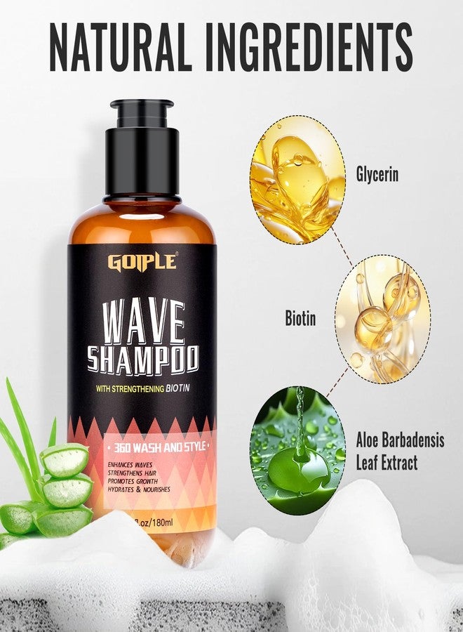 Goiple Natural Wave Pomade Strong Hold Easy Wash 360 Wave Training Hair Cream - Waves Grease for Men Water-Based Hair Cream Moisture Control - 360 Waves Wash Shampoo Enhance Waves Hair Shampoo for Black Men - Image 2